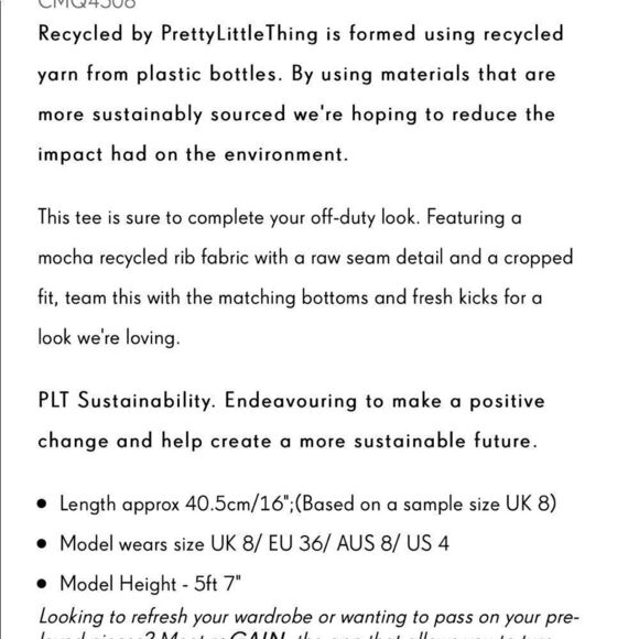 Pretty little thing recycled brown crop. Large. New - Picture 11 of 11